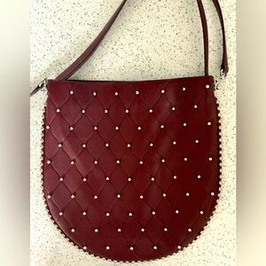 AlexanderWang Studded Burgundy Leather Messenger Shoulder/Crossbody Bag